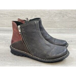Salamander  Womens Boots Eu 37 Black Leather Side Zip Slip On France Made